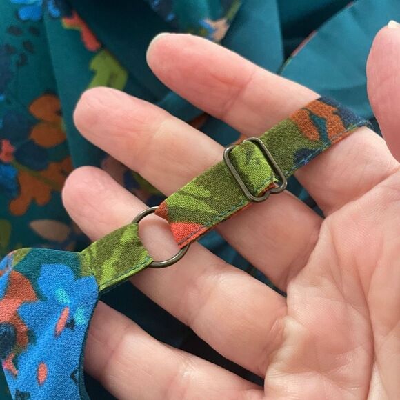 CAbi Still Life Teal Floral Chiffon Cami Tank 3449 L - Picture 7 of 8